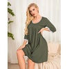 Ekouaer Nightgowns for Women 3/4 Sleeve Nightgown Pleated Sleepshirts(Army Green)