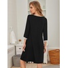 Ekouaer Nightgowns for Women 3/4 Sleeve Nightgown Pleated Sleepshirts(Black)