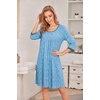 Ekouaer Nightgowns for Women 3/4 Sleeve Nightgown Pleated Sleepshirts(Blue White Floral)