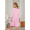 Ekouaer Nightgowns for Women 3/4 Sleeve Nightgown Pleated Sleepshirts(Dark Pink)