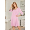 Ekouaer Nightgowns for Women 3/4 Sleeve Nightgown Pleated Sleepshirts(Dark Pink)