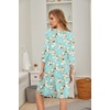 Ekouaer Nightgowns for Women 3/4 Sleeve Nightgown Pleated Sleepshirts(Floral Green)