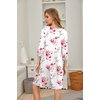 Ekouaer Nightgowns for Women 3/4 Sleeve Nightgown Pleated Sleepshirts(Floral Rose White)