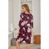 Ekouaer Nightgowns for Women 3/4 Sleeve Nightgown Pleated Sleepshirts(Floral Wine Red)