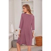 Ekouaer Nightgowns for Women 3/4 Sleeve Nightgown Pleated Sleepshirts(Gray Purple Red)