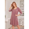 Ekouaer Nightgowns for Women 3/4 Sleeve Nightgown Pleated Sleepshirts(Gray Purple Red)