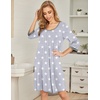 Ekouaer Nightgowns for Women 3/4 Sleeve Nightgown Pleated Sleepshirts(Gray Star)