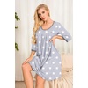 Ekouaer Nightgowns for Women 3/4 Sleeve Nightgown Pleated Sleepshirts(Gray Star)