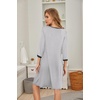Ekouaer Nightgowns for Women 3/4 Sleeve Nightgown Pleated Sleepshirts(Light Grey)