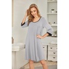 Ekouaer Nightgowns for Women 3/4 Sleeve Nightgown Pleated Sleepshirts(Light Grey)