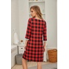Ekouaer Nightgowns for Women 3/4 Sleeve Nightgown Pleated Sleepshirts(Plaid)