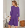 Ekouaer Nightgowns for Women 3/4 Sleeve Nightgown Pleated Sleepshirts(Purple)
