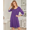 Ekouaer Nightgowns for Women 3/4 Sleeve Nightgown Pleated Sleepshirts(Purple)