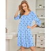 Ekouaer Nightgowns for Women 3/4 Sleeve Nightgown Pleated Sleepshirts(Star Moon Blue)