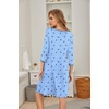 Ekouaer Nightgowns for Women 3/4 Sleeve Nightgown Pleated Sleepshirts(Star Moon Blue)