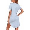 Ekouaer Nightgowns for Women Button Down Night Gown Short Sleeve Nightshirt(A-blue Stripes)