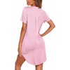 Ekouaer Nightgowns for Women Button Down Night Gown Short Sleeve Nightshirt(A-pink Stripes)