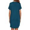 Ekouaer Nightgowns for Women Button Down Night Gown Short Sleeve Nightshirt(Blue Green)