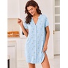 Ekouaer Nightgowns for Women Button Down Night Gown Short Sleeve Nightshirt(Light Blue Floral)