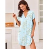 Ekouaer Nightgowns for Women Button Down Night Gown Short Sleeve Nightshirt(Light Green Floral)
