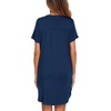 Ekouaer Nightgowns for Women Button Down Night Gown Short Sleeve Nightshirt(Navy Blue)