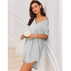 Ekouaer Nightgowns for Women Button Down Night Gown Short Sleeve Nightshirt(Pattern1_striped)
