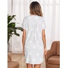 Ekouaer Nightgowns for Women Button Down Night Gown Short Sleeve Nightshirt(Pattern2_star)