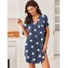 Ekouaer Nightgowns for Women Button Down Night Gown Short Sleeve Nightshirt(Pattern4_star)