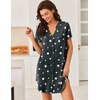 Ekouaer Nightgowns for Women Button Down Night Gown Short Sleeve Nightshirt(Pattern6_star)