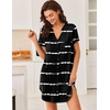 Ekouaer Nightgowns for Women Button Down Night Gown Short Sleeve Nightshirt(Pattern7_tie Dye Strips)