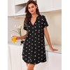 Ekouaer Nightgowns for Women Button Down Night Gown Short Sleeve Nightshirt(Pink Heart)