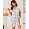 Ekouaer Nightgowns for Women Button Down Night Gown Short Sleeve Nightshirt(Whiter Flower)