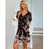 Ekouaer Nightgowns for Women Button Down Night Gown with Pockets(Begonia Flowers)