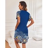 Ekouaer Nightgowns for Women Button Down Night Gown with Pockets(Blue Mandola)