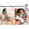 Ekouaer Nightgowns for Women Button Down Night Gowns Short Sleeve Sleepwear(Brown Leopard)
