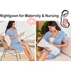 Ekouaer Nightgowns for Women Button Down Night Gowns Short Sleeve Sleepwear(Clear Blue)