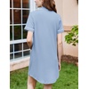 Ekouaer Nightgowns for Women Button Down Night Gowns Short Sleeve Sleepwear(Clear Blue)