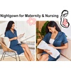 Ekouaer Nightgowns for Women Button Down Night Gowns Short Sleeve Sleepwear(Dark Blue)