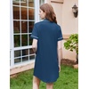 Ekouaer Nightgowns for Women Button Down Night Gowns Short Sleeve Sleepwear(Dark Blue)