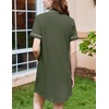 Ekouaer Nightgowns for Women Button Down Night Gowns Short Sleeve Sleepwear(Deep Green)