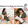 Ekouaer Nightgowns for Women Button Down Night Gowns Short Sleeve Sleepwear(Deep Green)