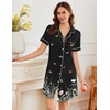 Ekouaer Nightgowns for Women Button Down Night Gowns Short Sleeve Sleepwear(Green Leaf)