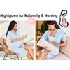 Ekouaer Nightgowns for Women Button Down Night Gowns Short Sleeve Sleepwear(Light Blue Stripe)