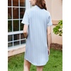 Ekouaer Nightgowns for Women Button Down Night Gowns Short Sleeve Sleepwear(Light Blue Stripe)
