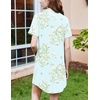 Ekouaer Nightgowns for Women Button Down Night Gowns Short Sleeve Sleepwear(Light Green Floral)