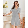 Ekouaer Nightgowns for Women Button Down Night Gowns Short Sleeve Sleepwear(Light Grey)