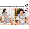 Ekouaer Nightgowns for Women Button Down Night Gowns Short Sleeve Sleepwear(Light Grey)