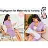 Ekouaer Nightgowns for Women Button Down Night Gowns Short Sleeve Sleepwear(Light Purple)
