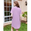 Ekouaer Nightgowns for Women Button Down Night Gowns Short Sleeve Sleepwear(Light Purple)