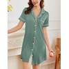Ekouaer Nightgowns for Women Button Down Night Gowns Short Sleeve Sleepwear(Mint Green)